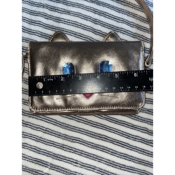 Luv Betsey Johnson Rose Gold Cat Crossbody Clutch Bag Purse Smartphone Wallet - Picture 16 of 16